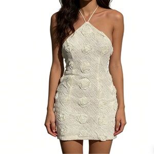 SHEIN Cream Textured Mini Dress